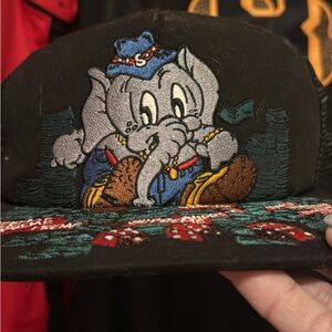 Stylish Black Elephant Embroidered Cat Cap